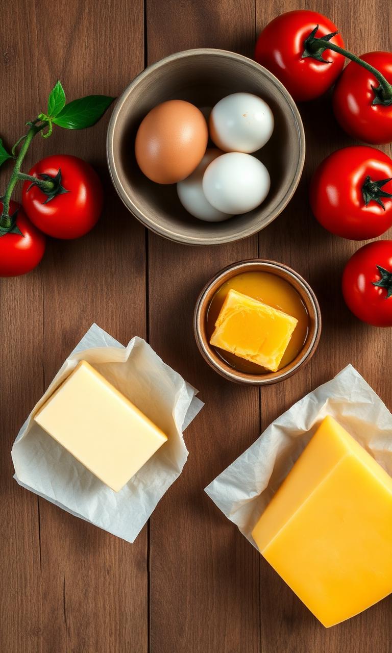 Kook AI scanning eggs, tomatoes, butter, and cheese on a wooden table